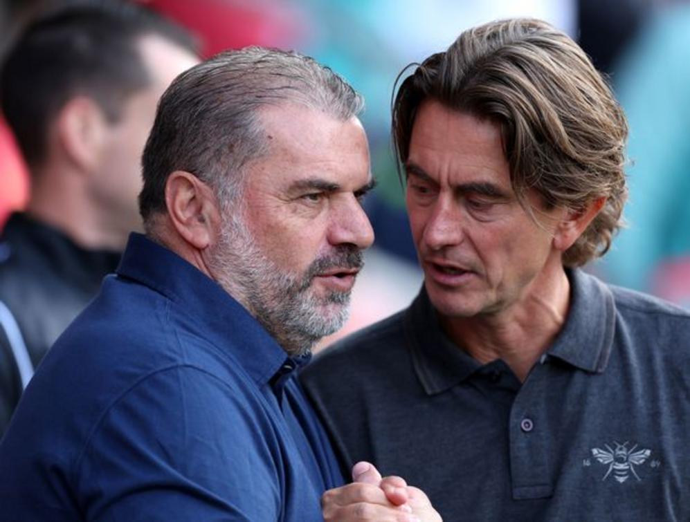 Ange Postecoglou với Thomas Frank năm 2023