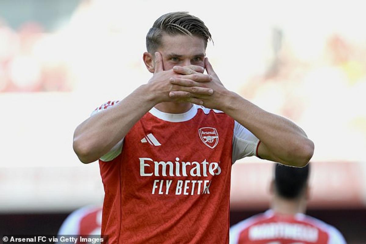 The £64million striker pulled out his trademark celebration after heading home